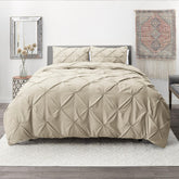3 Pcs Diamond Beige Duvet and Pillow Covers Set